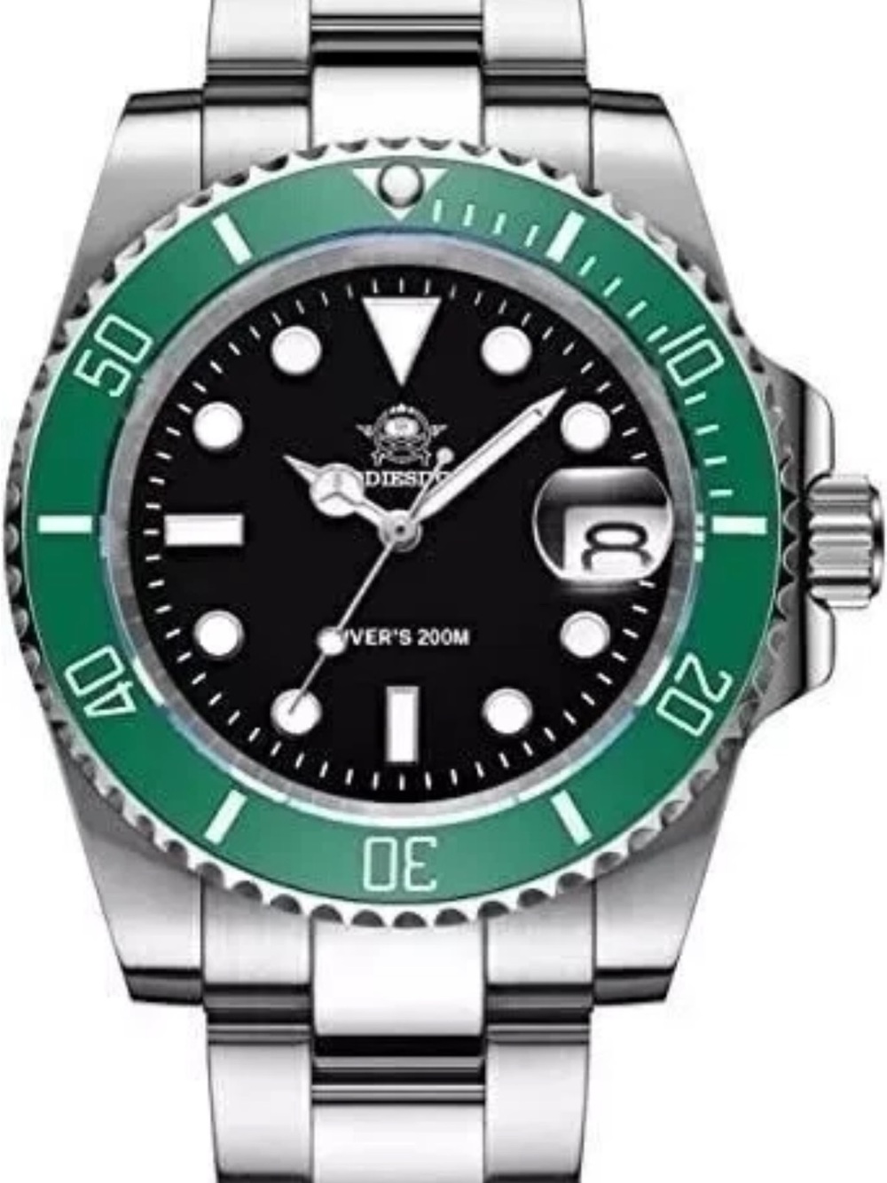 Addiesdive Starbucks edition Men's Stainless Steel Diver quartzWatch Green Bezel
